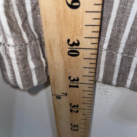 Chico's The Ultimate Fit Pants Women's L Taupe Striped Linen Wide Leg Trousers - Picture 12 of 16